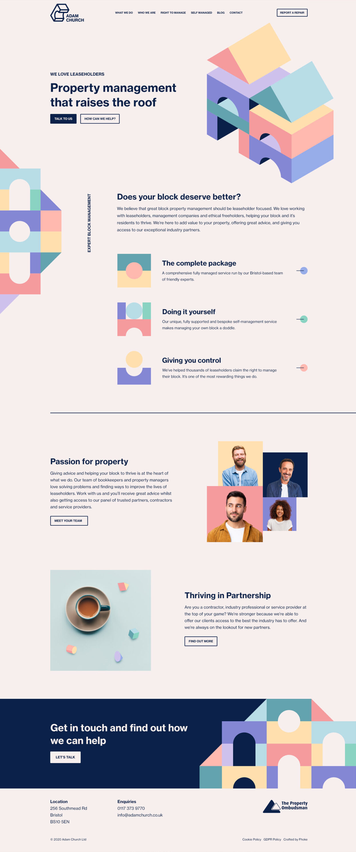 Adam Church Property Management WordPress website by Fhoke