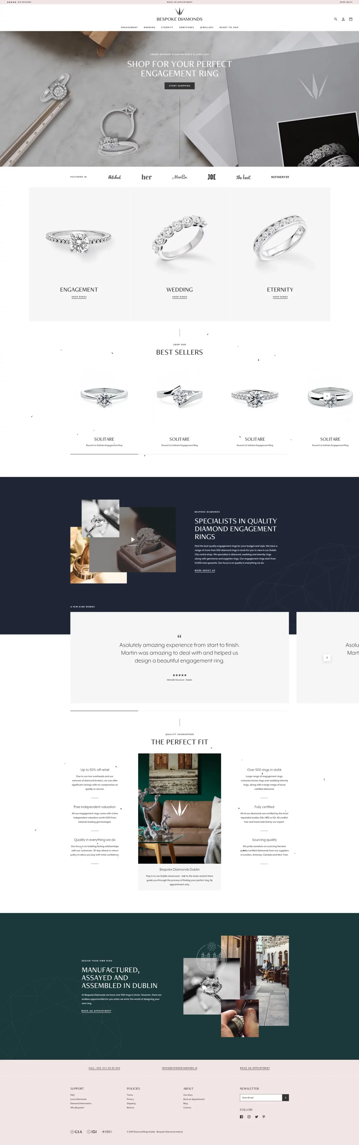 Bespoke Diamonds WooCommerce store based in Dublin Ireland