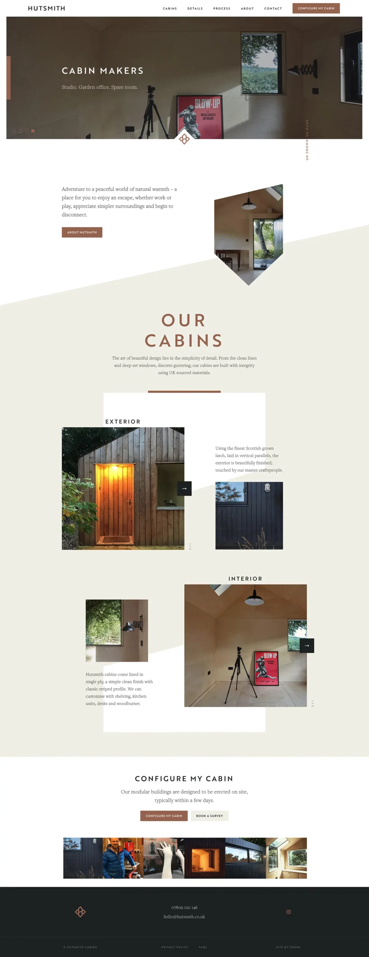 Hutsmith Cabin Makers WordPress website designed by web design agency Fhoke.