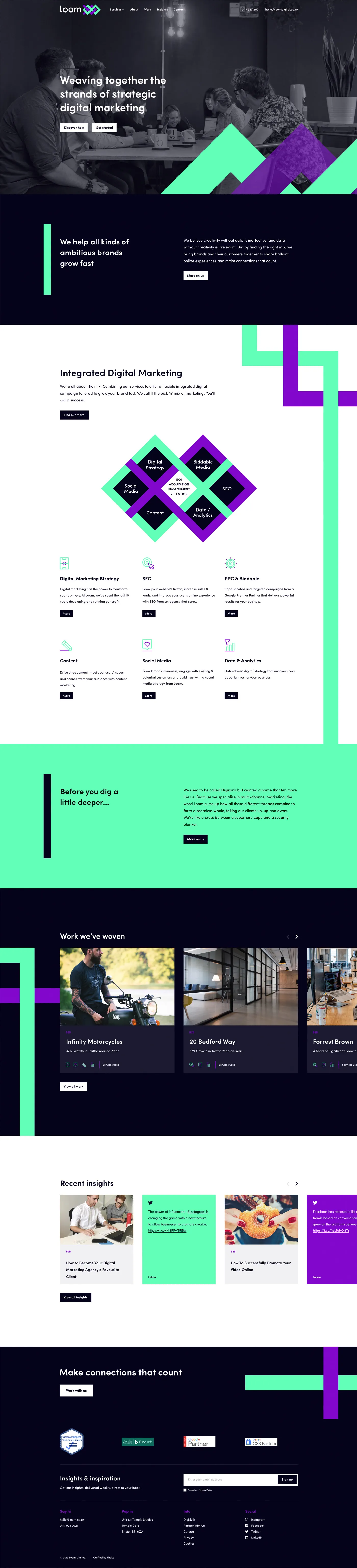 Loom SEO Agency WordPress website designed by web design agency Fhoke.