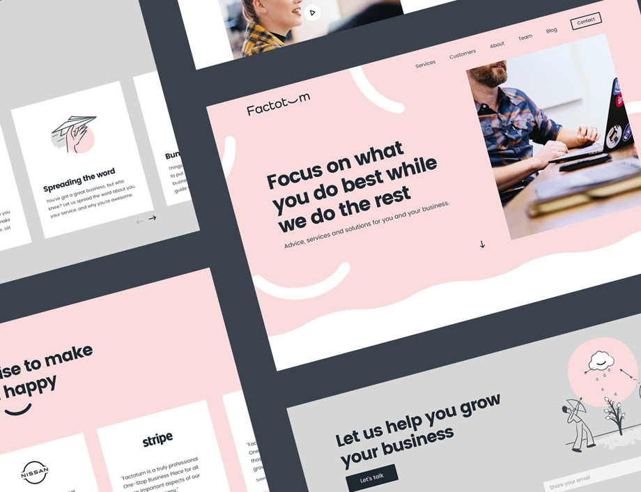 Factotum website and branding by London WordPress agency Fhoke.