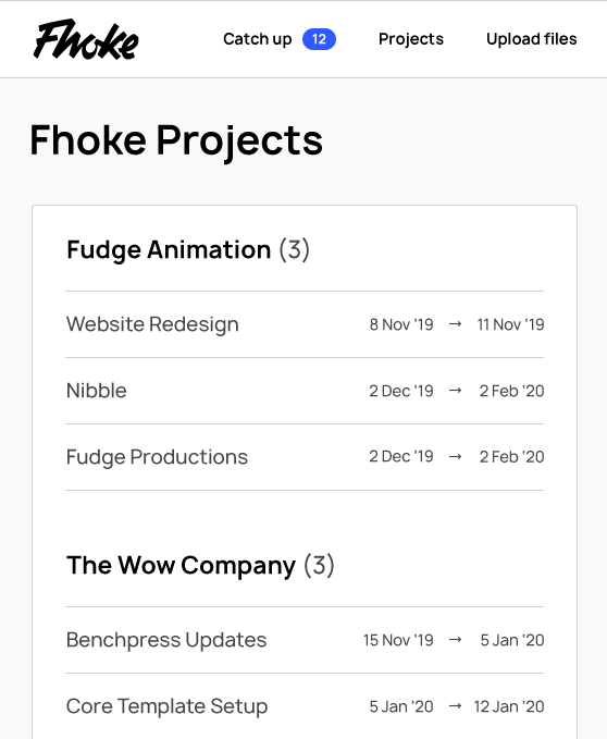 Fhoke Client Portal Dashboard