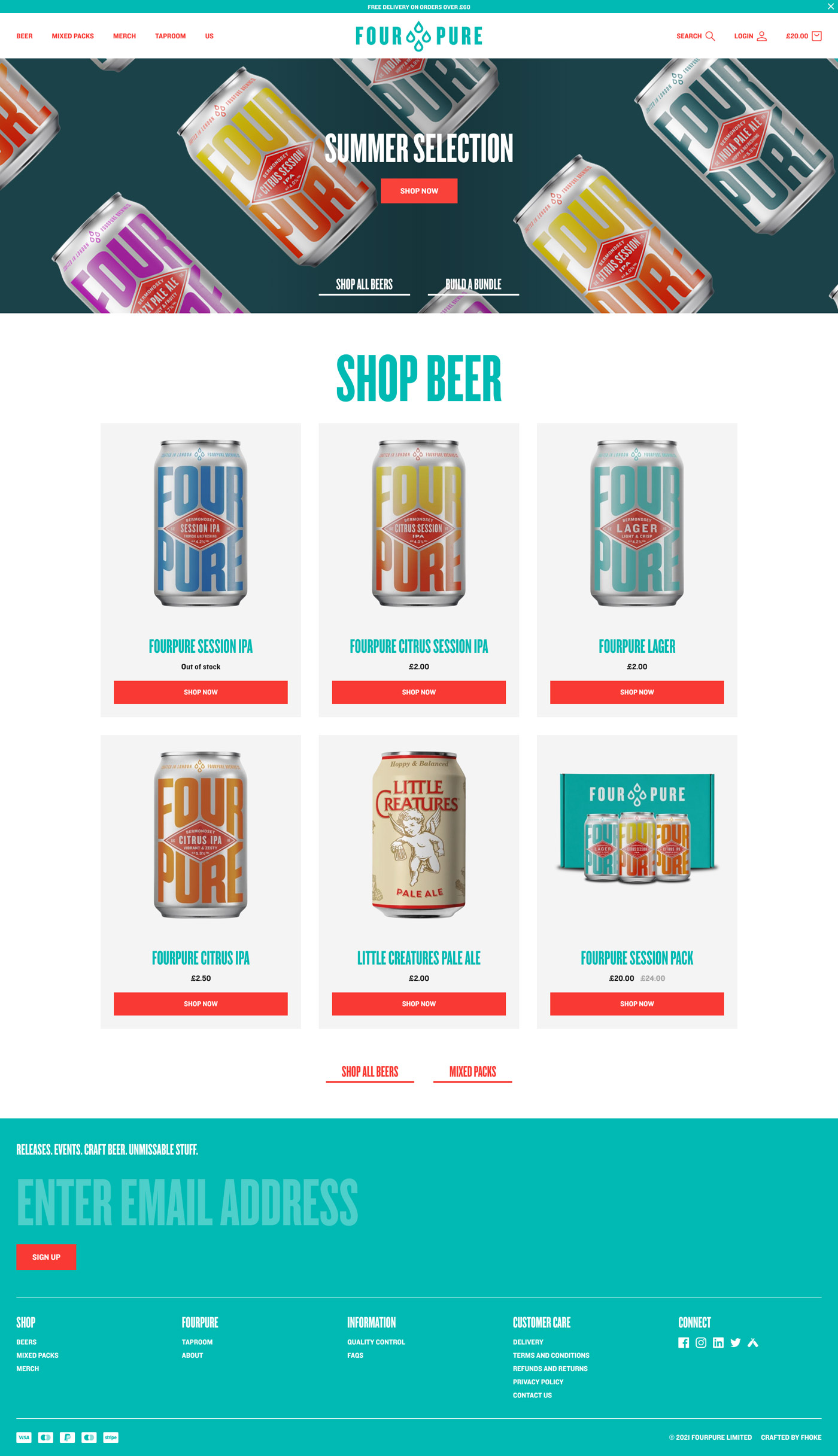 Fourpure Brewing Co. Shopify store by Shopify agency Fhoke