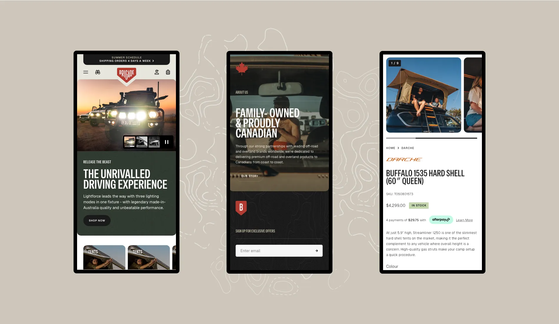 Brigade Overland Shopify Theme Mobile Screens by Fhoke