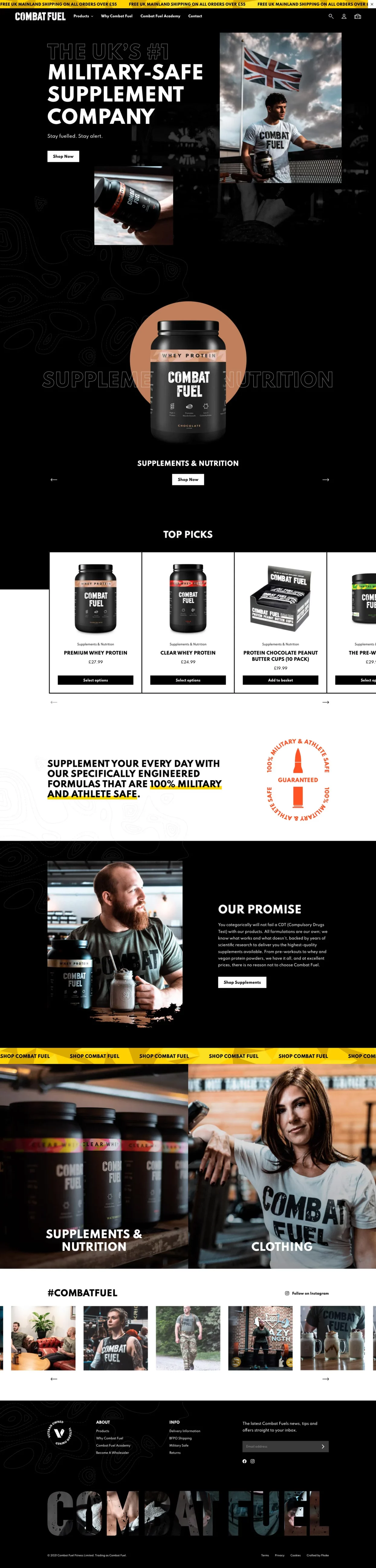 Combat Fuel WooCommerce store Design by London WordPress agency Fhoke