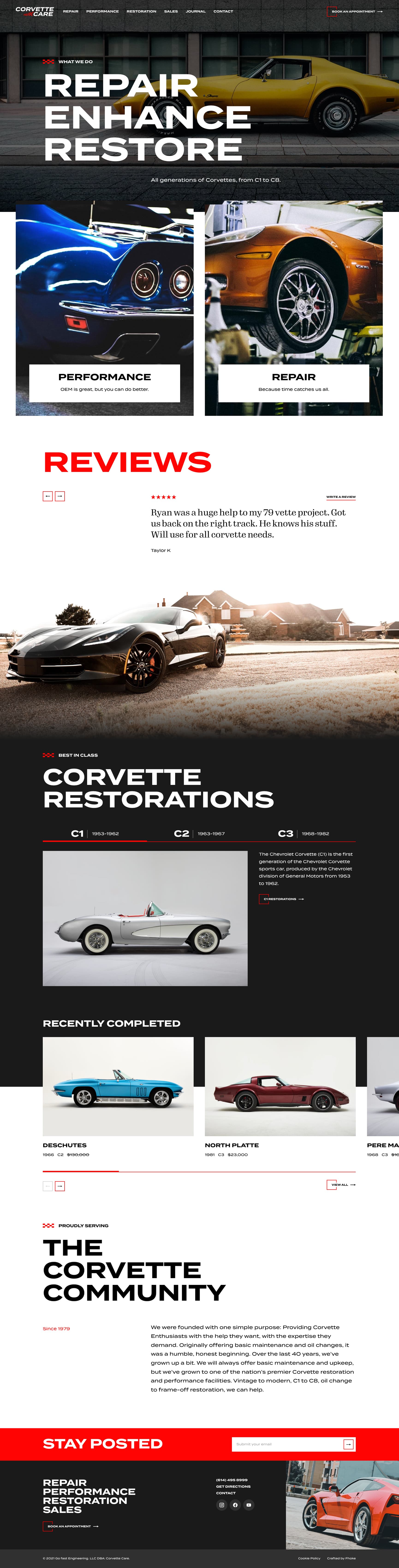 Corvette Care Website Design by London WordPress agency Fhoke