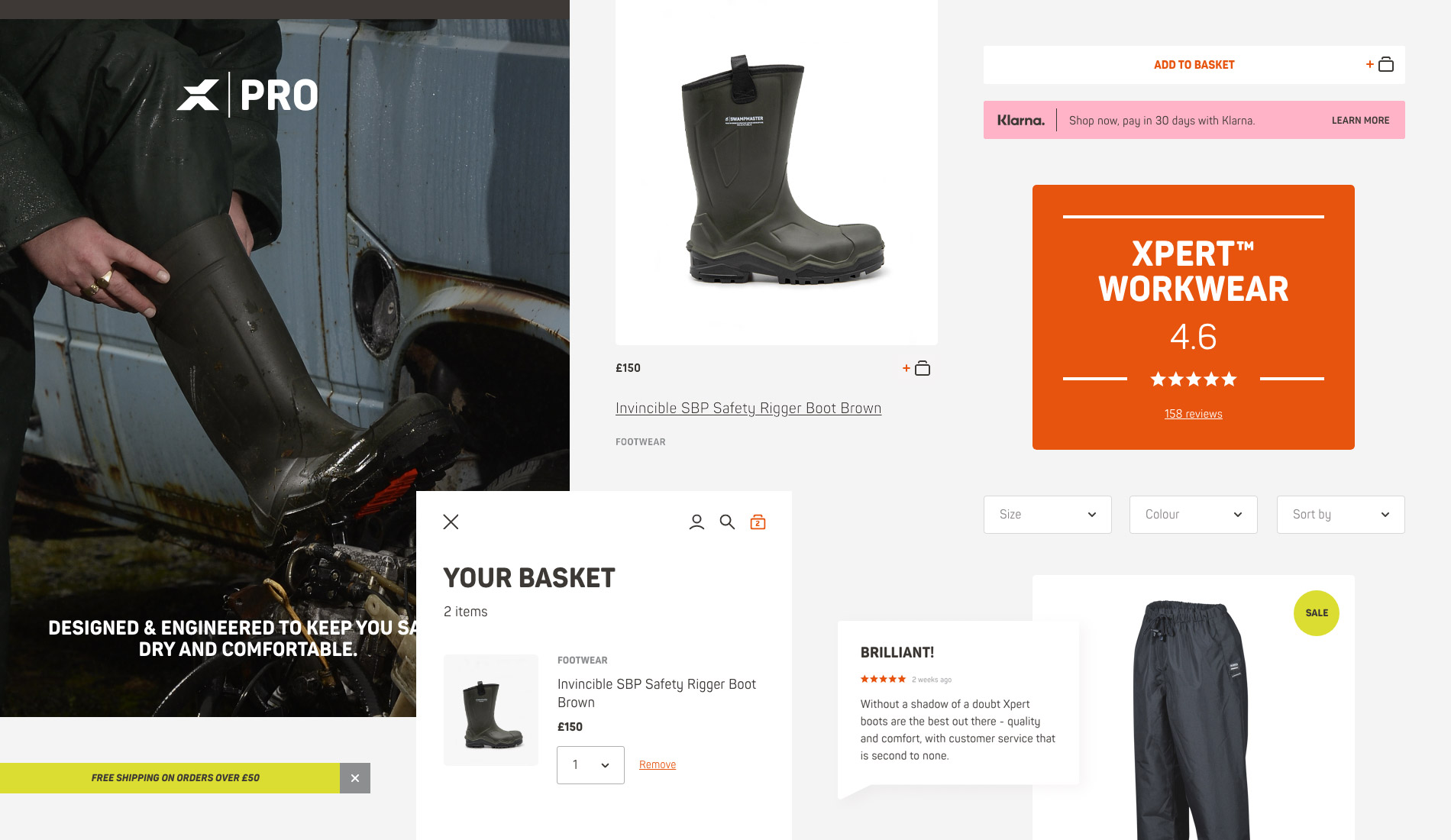 Xpert Workwear user interface design by London web design agency Fhoke