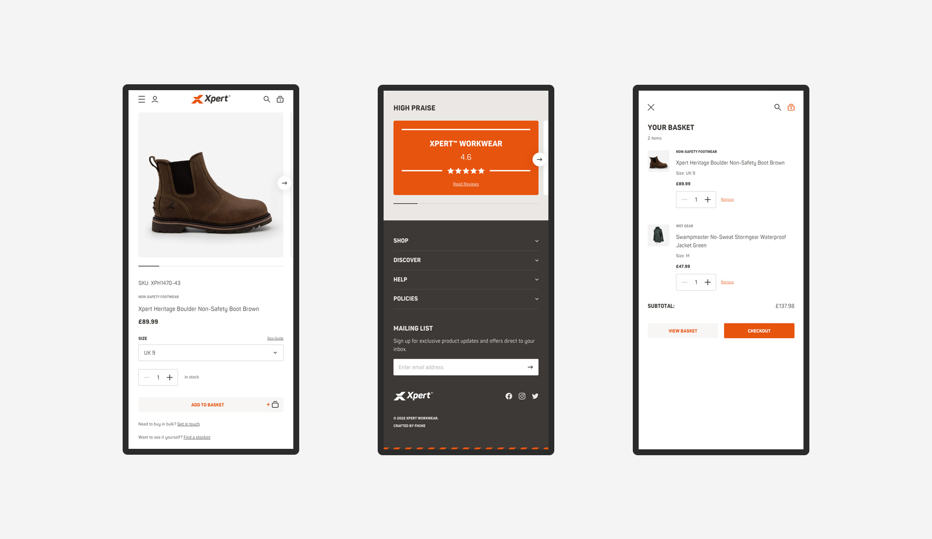 Xpert Workwear mobile website design by London web design agency Fhoke