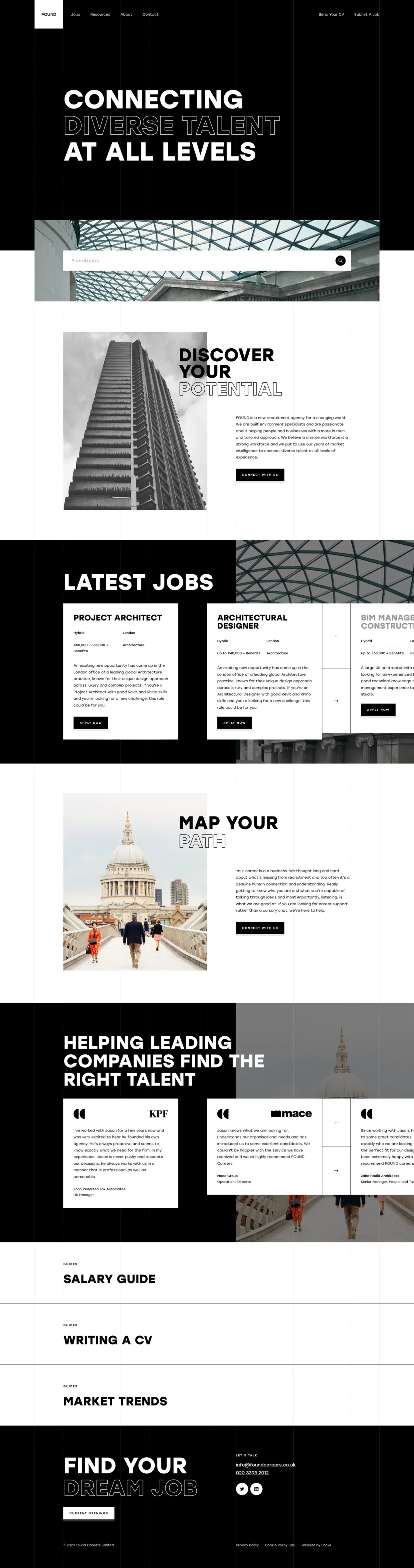 FOUND Careers London recruitment agency website design by Fhoke