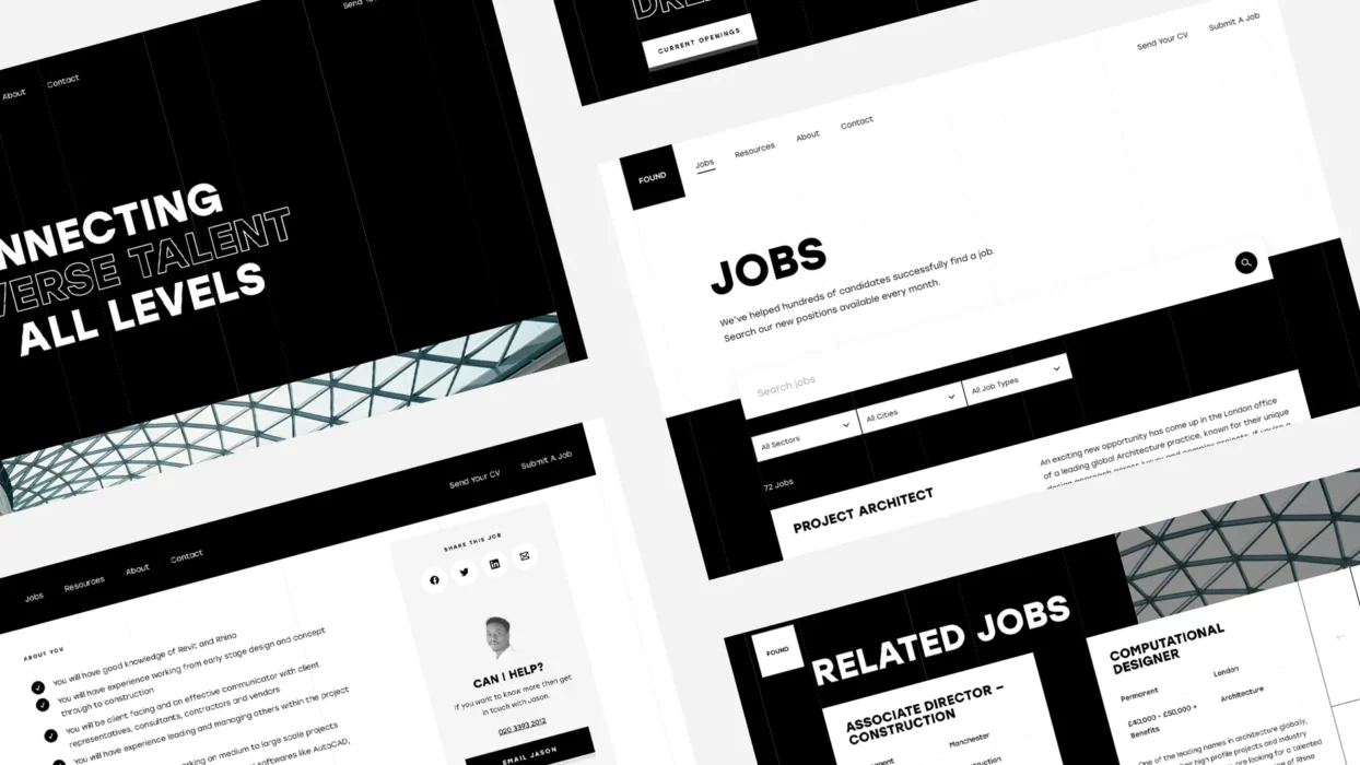 Recruitment website design for recruitment agency FOUND Careers