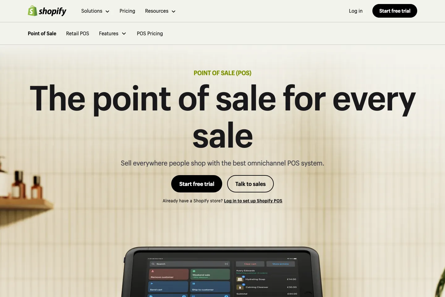 Shopify Point of Sales POS website
