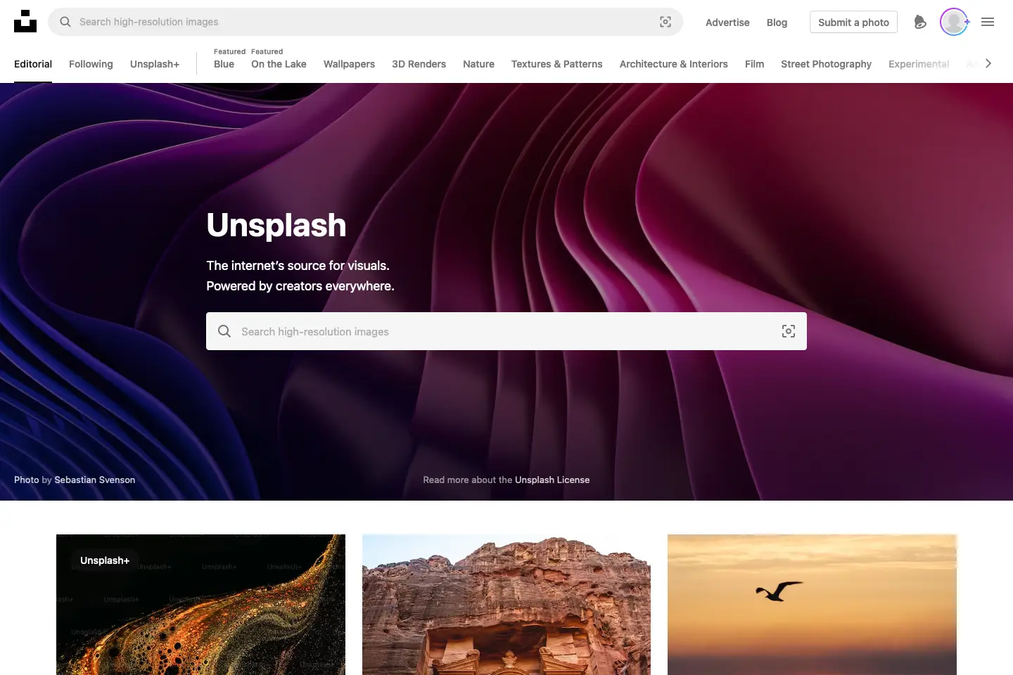 Unsplash website