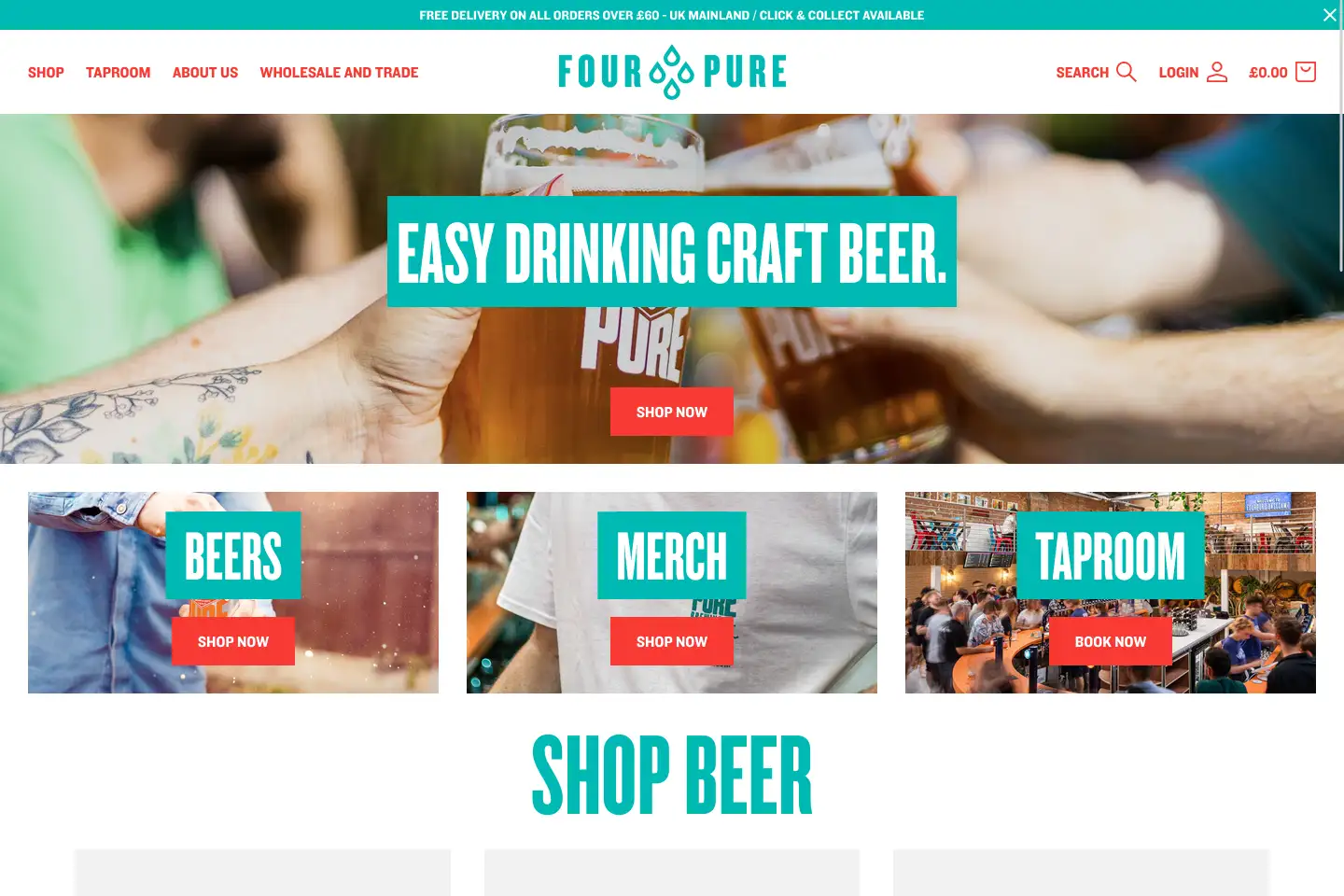 Fourpure Beer custom Shopify store by Fhoke