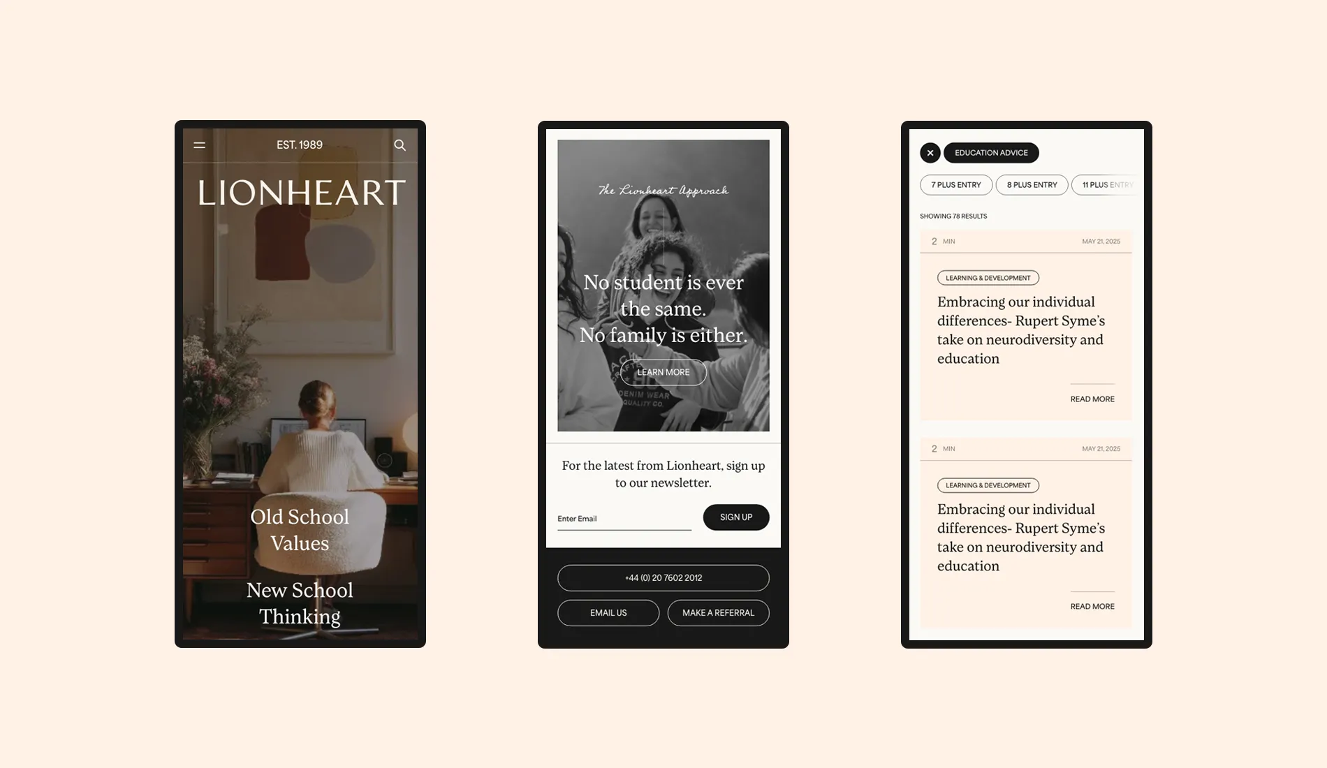 Lionheart Education Website Design
