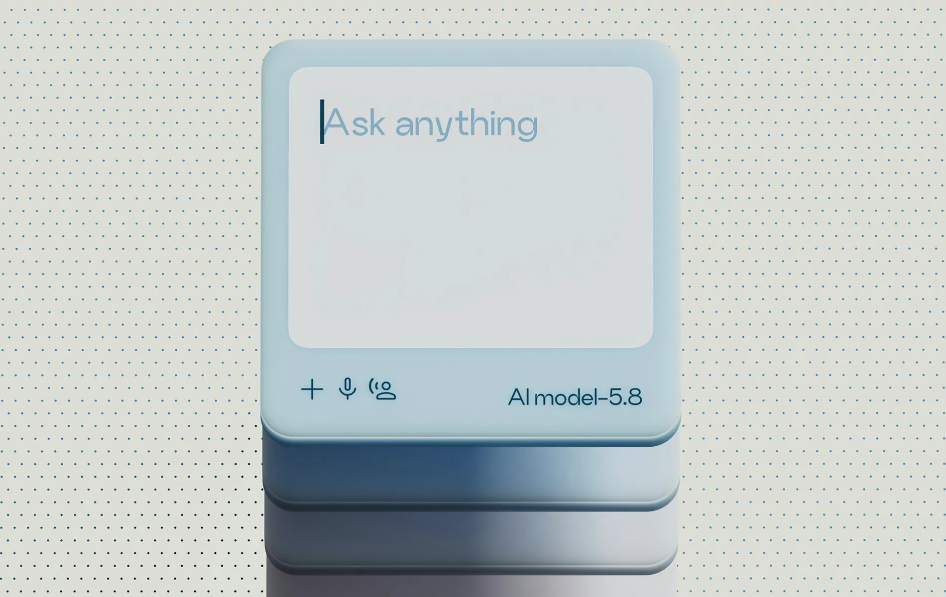 A light blue card with 'ask anything' on it.