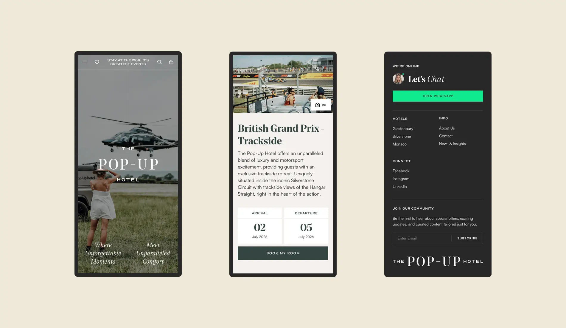 The Pop-Up Hotel Website