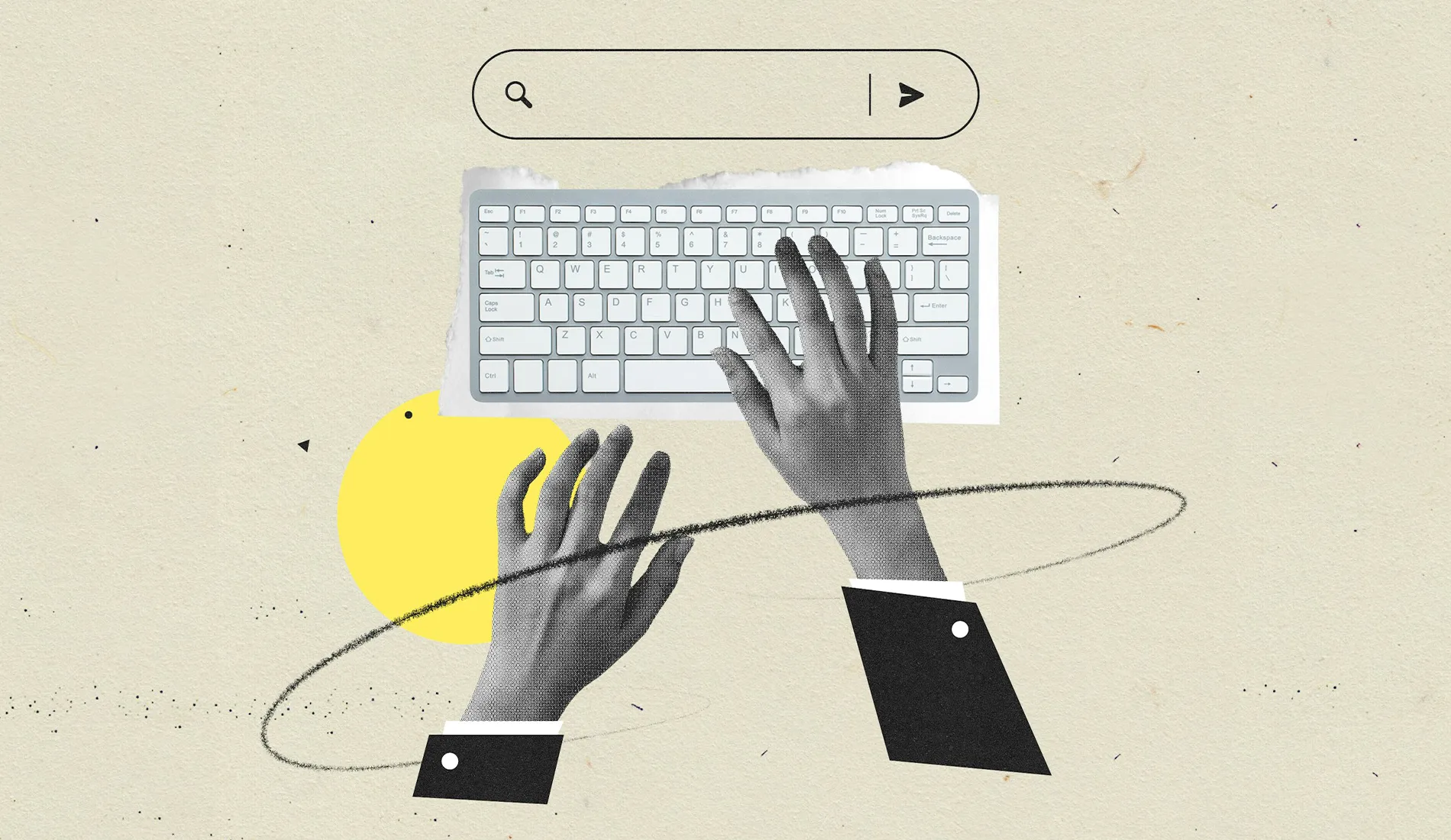 Hands typing on keyboard