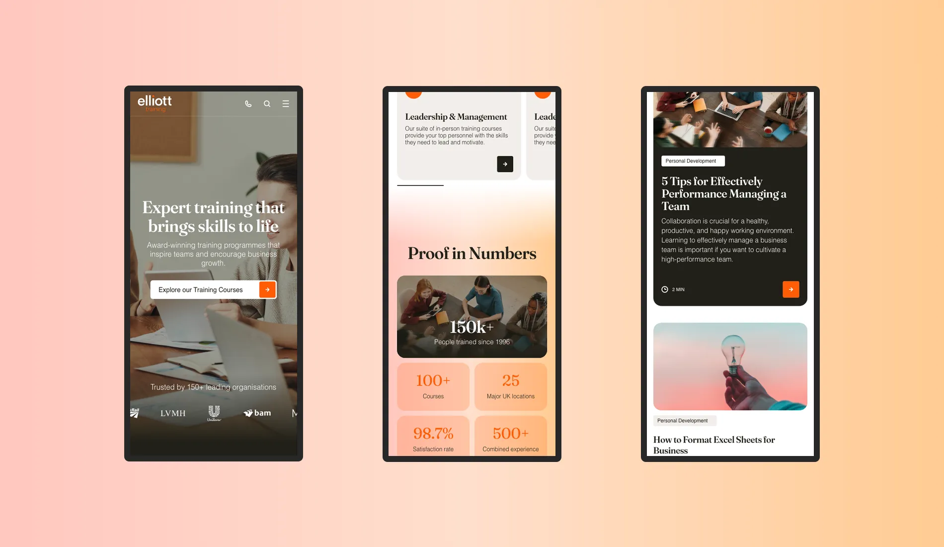 Elliott Training Mobile Website by Fhoke Web Agency