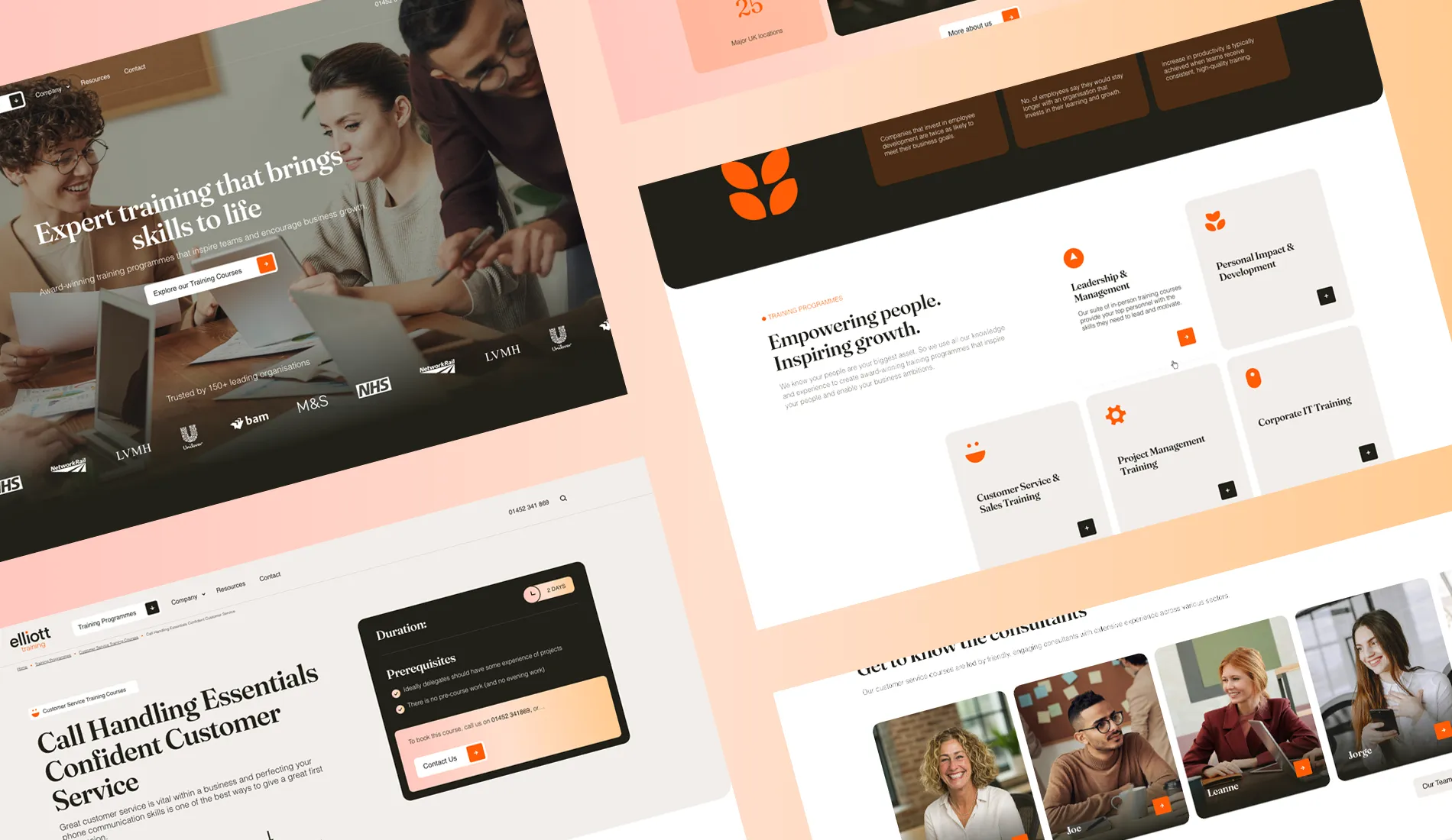 Elliott Training Website Screens by Fhoke Web Agency