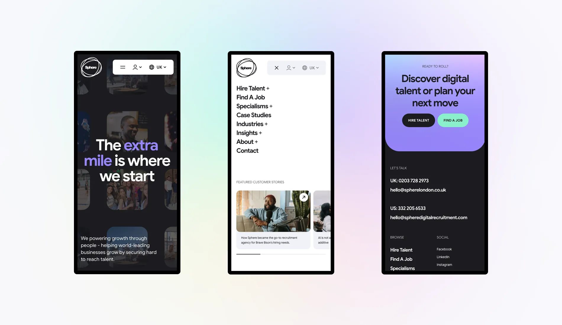 Sphere Recruitment website elements by Fhoke