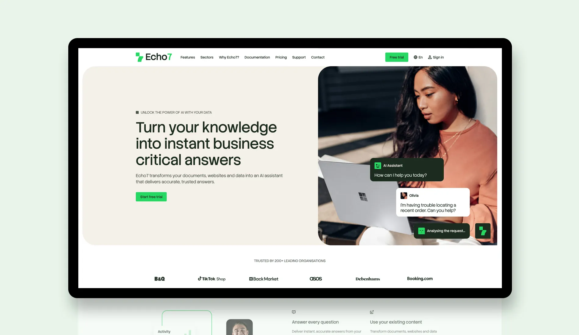 Echo7.ai Website Homepage Design